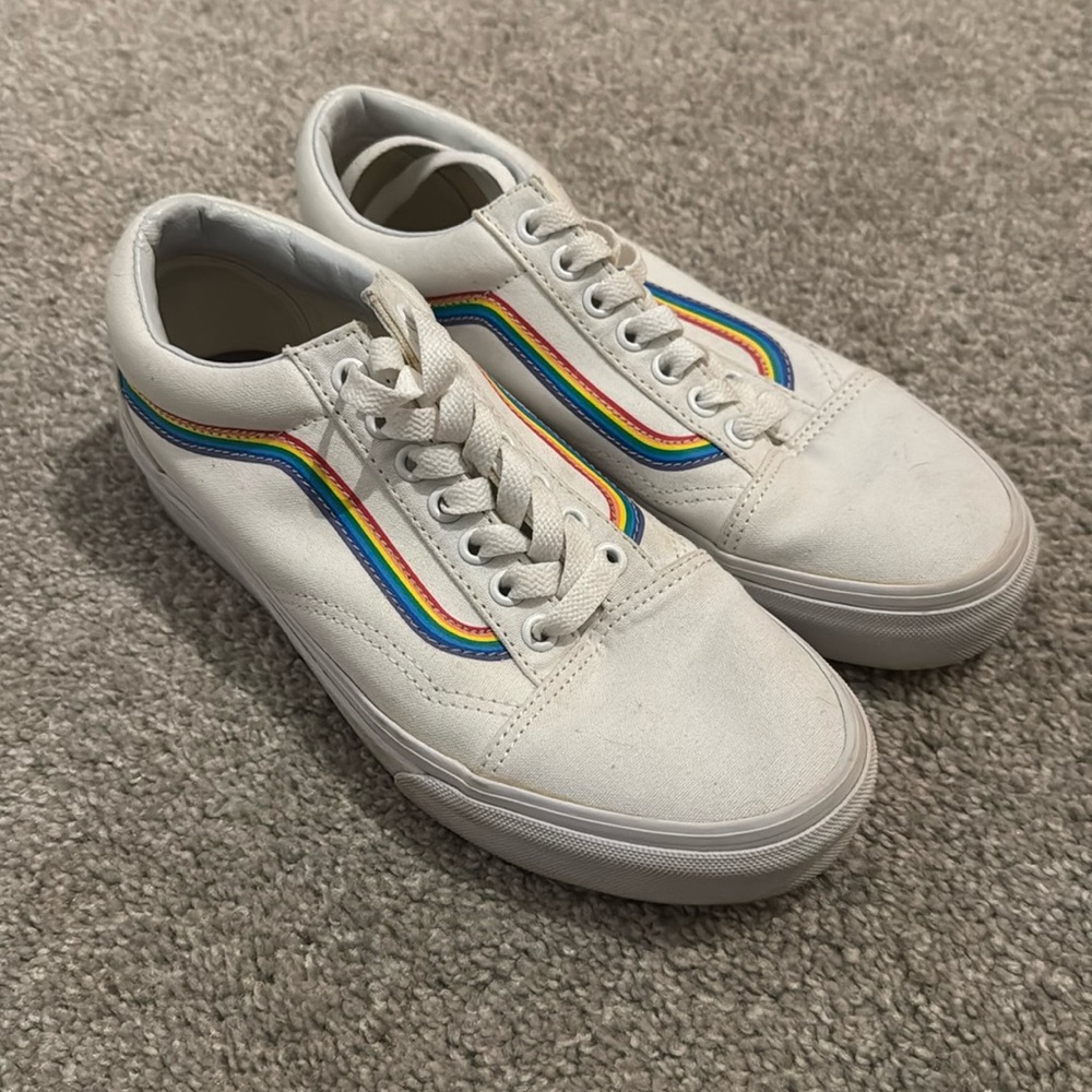 White and Rainbow Vans